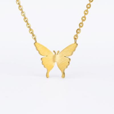 China Fashion Jewelry TRENDY Stainless Steel Gold Plated Necklace Butterfly Pendant Necklace for sale