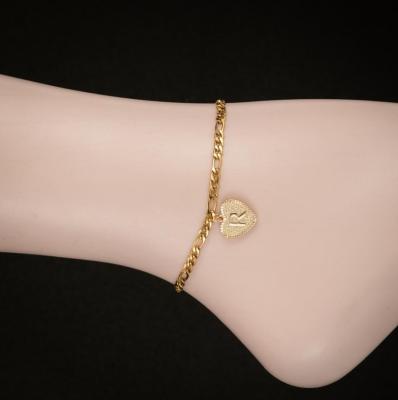 China New Arrival FASHIONABLE Stainless Steel Heart Charm Anklet Chain Initial Letter Gold Plated Anklet for sale