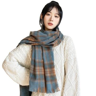 China New Fashionable Popular Warm Rainbow Plaid Scarf Winter Pashmina Hairy Shawls Scarves for sale