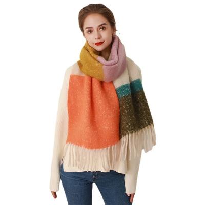 China Fashionable Wholesale Fashion Shawl Winter Warm Soft Colorful Ladies Wool-acrylic Knitted Scarf for sale