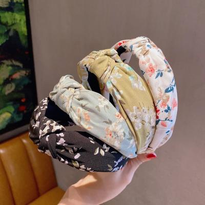 China Fashion Simple Flowers Dot Leaves Plant Hairband Colorful Elastic Wrap Headband for sale