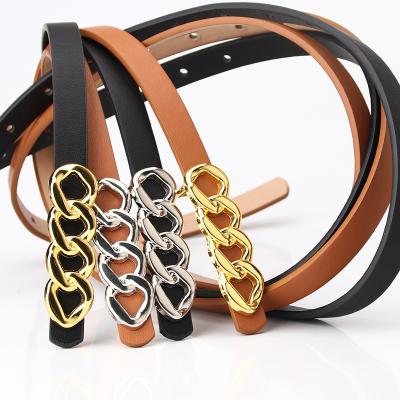 China Fashionable Ladies Slim Material Belt PU Belt Chain Buckle Custom Wholesale Custom Logo for sale