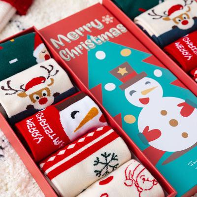 China Christmas QUICK DRY Sock Tube Socks Gift Box Christmas Gift Box Female Middle Combination Lovely for sale