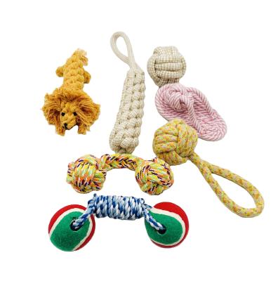 China Viable Factroy-Direct Amazon Success 7 Packs Custom Dog Rope Toys With Ball Cotton Pet Toys for sale