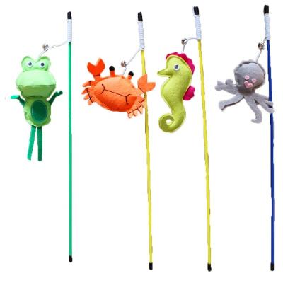 China Frog Seahorse Octopus Crab Shape Catnip Stick Riddle Pet Cat Viable Non-Woven Toy for sale