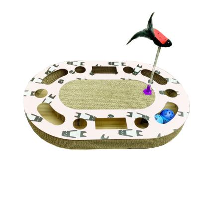 China Viable creative Cat Scratcher with two balls and feather toy cat scratching the pole for sale