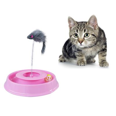 China U-PETS Cat Toys Interactive Turntable Circle Track Fur Mouse Catnip Viable Toy for sale