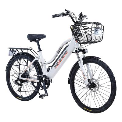 China 2021 Aluminum Alloy New City Electric Bicycle Bicicleta Electrica Sports Ladies Bike 26 Inch 250W for sale