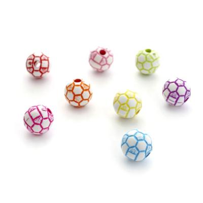 China DIY Jewelry Making Bein 10mm/12mm Acrylic Double Color Round Soccer Beads For Jewelry Making DIY Jewelry Beads Accessories for sale