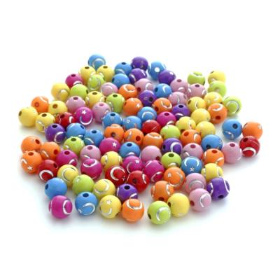 China DIY Jewelry Making Bein 10mm DIY Plastic Beads Accessories Star And Moon Pattern Acrylic Beads For Jewelry Bracelets And Necklace Making for sale