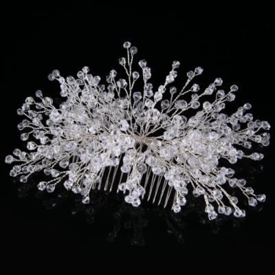 China Flower Fancy Bridal Hair Tiara Handmade Crystal and Rhinestone Wedding Hair Comb Headwear Flower Jewelry for sale