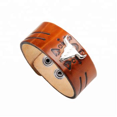 China Men's European and American punk bracelet European and American alloy leather cow bracelet style main accessories for sale