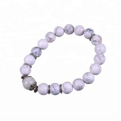 China Natural Stone Marble Turquoise Pearl Bead Stretch White Bracelet for sale