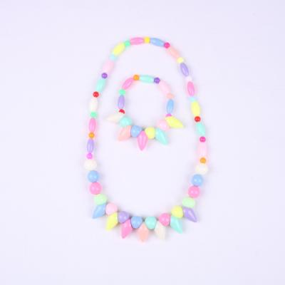 China Custom cheap kids acrylic necklace colored acrylic teeth beads bracelets and necklace set for sale