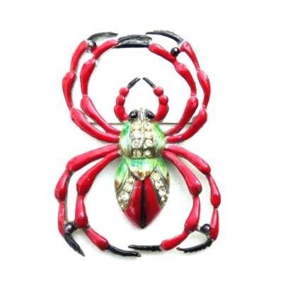 China Classic Design Brooch Red Spider Fashion Jewelry Bein Style Animal Brooch for sale