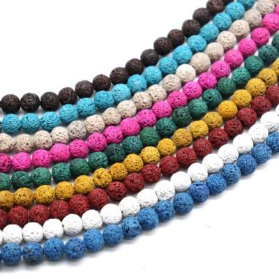 China DIY Jewelry Making Bein DIY Bracelet Colorful Natural Volcanic Stone Beads Essential Oil Aromatherapy Loose Beads Lava Stone Beads for sale