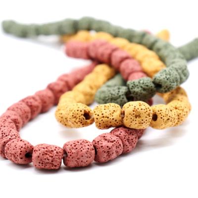 China DIY Jewelry Making Bein Natural Colored Irregular Barrel Shaped Volcanic Stone Beads Lava Beads Accessories For Diy Jewelry Making for sale