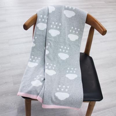 China cute all cotton 100%Cotton double side jacquard knitted blanket child knit shawl sleep knit throw blanket for sale