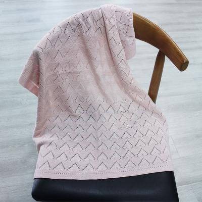 China 100%Cotton Hollow Knitted Blanket Soft Knit Shawl Home Sofa Knit Throw Blanket for sale