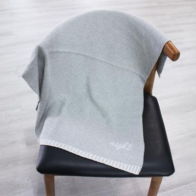 China 100%Acrylic Plain Knitted Blanket With PU Label Knit Shawl Home Sofa Keep Warm Knit Throw Blanket for sale