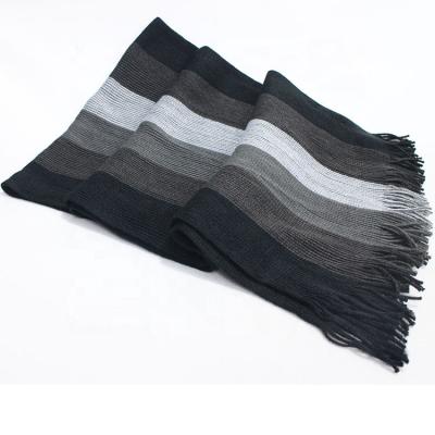 China 100%Acrylic Autumn And Winter Stipe Knitting Scarf Men High Quality Acrylic Tassel Knit Scarf for sale