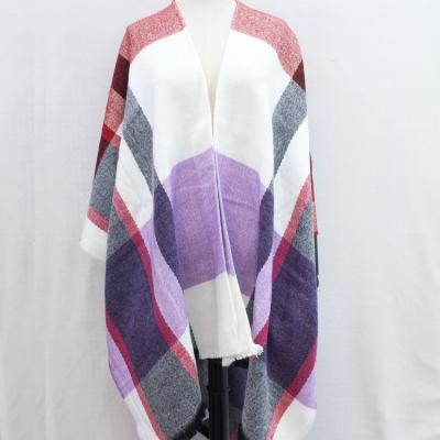 China Poncho Factory Warm Cheap Acrylic Woven Multicolor Popular Women Acrylic Cover Up Woven Shawls For Ladies for sale