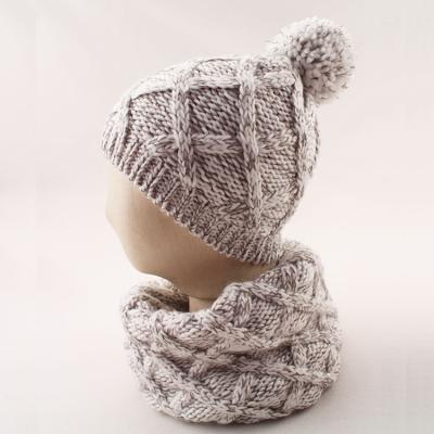 China JOINT Wholesale Custom Iceland Yarn Knit Hat Knit Warm Snood Set For Women for sale