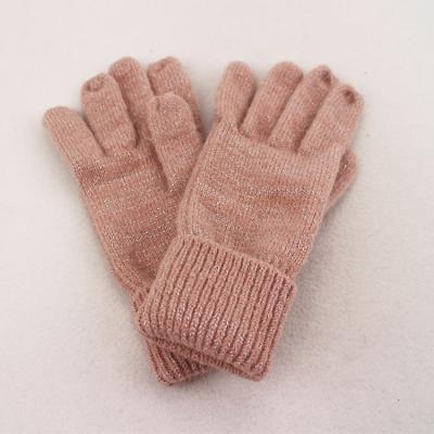 China Plain Elastic Yarn With Lurex Winter Gloves Keep Finger Warm Women Long Knitted Gloves for sale