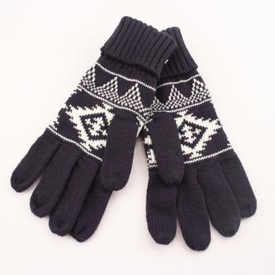 China Wholesale simple men keep warm acrylic jacquard knitted long finger gloves for knitting gloves for sale