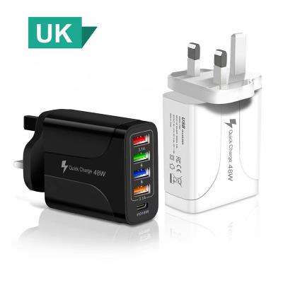 China Factory Price Mobile Phone 4USB QC 3.0 USB Charger Tablet Wall Charger EU UK US Quick Plug Adapter for sale