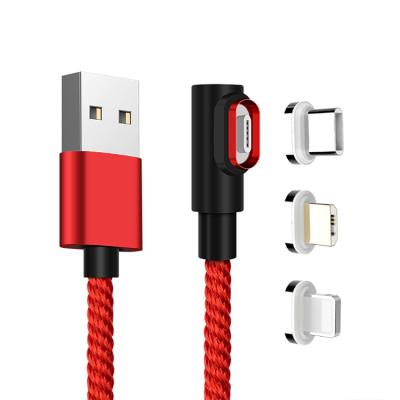 China New Design 3In1 Fullset Usb Wire Magnetic Usb Charging Cable Braided Cloth Magnetic Cable Charger for sale