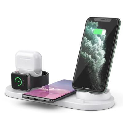 China Qi 6 in 1 Fast Wireless Charging Pad Dock 10w Wireless Charger Stand Smart Portable Watch Phone Qi Charging Station for sale