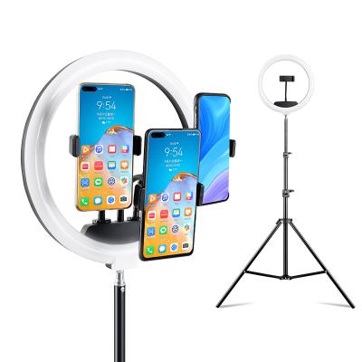 China ABS+metal Threaded Pipe 10 Inch LED Ring Light With 2M Tripod Stand Cell Phone Holder Dimmable Beauty Ring Light for sale