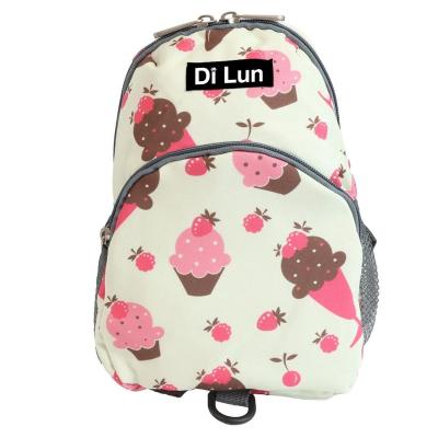 China With Detachable Leash Girls Toddler Safety Harness Backpack With Leash Child Daypack And Cartoon Ice Cream Cake Food Pattern for sale