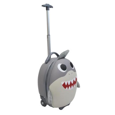 China Travel Luggage Cases Rolled Cute Cartoon Shark Kids Toddler Carry On Luggage Suitcase Size For Airplane Travel for sale