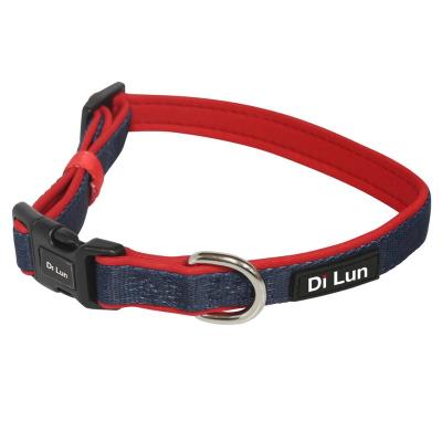 China Dogs Standard Navy Blue Dog Pet Adjustable Nylon Collar With Buckle And Neoprene Bottom Layer Waist Mid for sale