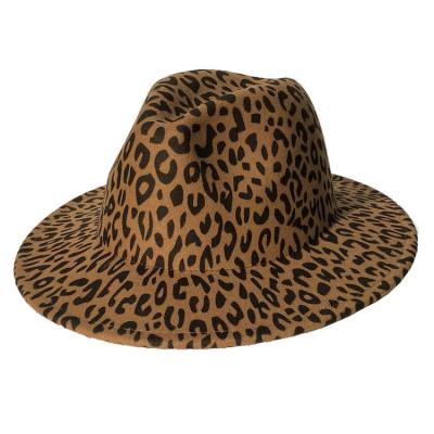 China Striped Outdoor Felted Hat Leopard Print Striped Hat Wide Brim Cap Classic Jazz Enthusiast Wool Felt Hats for sale