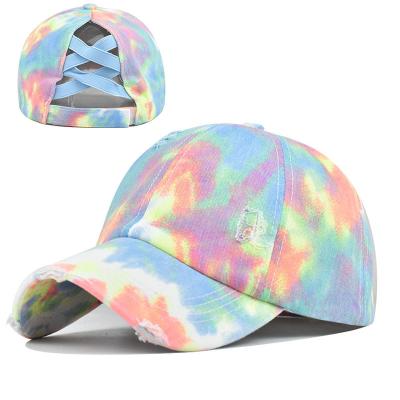 China Plain Tied Dyed Cross Designed Snapback Baseball Cap Womens Men for sale