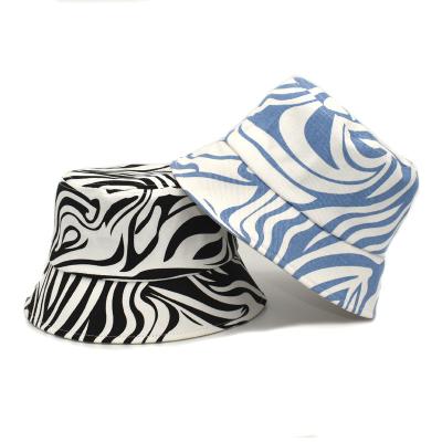 China 2021 Amazon Hot Sale Ladies Striped Hats With Zebra Print Bucket Hats for sale