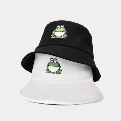 China Cute foldable image summer cotton cartoon frog bucket hat men's and women's outdoor fashion leisure travel fishing hat for sale