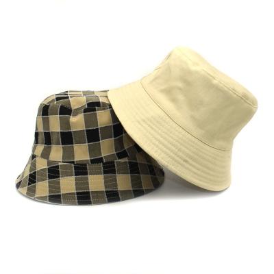 China New Checked Style Ladies Double Sided Wearable Sun Hat And Reversible Checkered Bucket Hat for sale