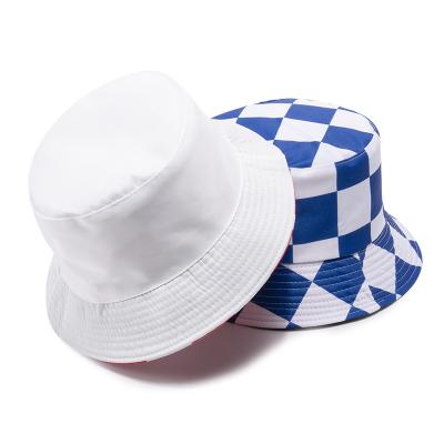 China Fashionable Sunscreen Large Small Piece Reversible Summer Check Pattern Spring Bucket Hat Fashionable Men's Women's Fisherman's Checked Hat for sale