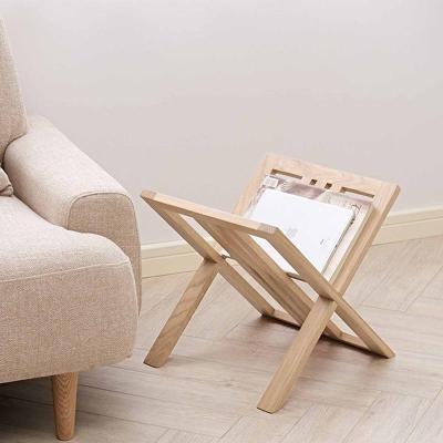 China Wooden Floor-to-Ceiling Information Book Desk Picture Book Storage Newspaper Racks Minimalist Durable Magazine Racks for sale