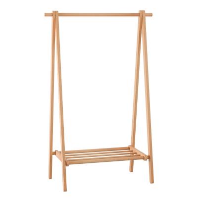 China Bent Beech A Font Clothes Single Dorm Free Home Decor Easy Assembly Solid Wood Coat Hanger Floor Rack Hat Rack for sale