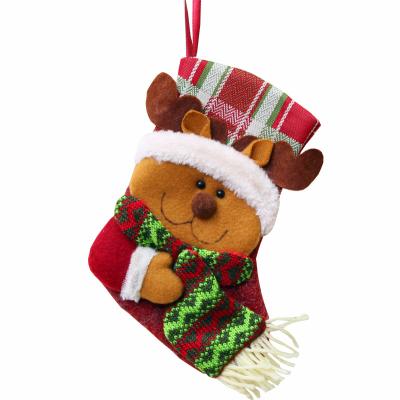 China Fashion Christmas Decoration Fabric Small Crafts Jars Christmas Socks Gift Bag 2021 for sale