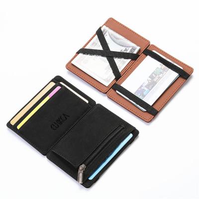 China 2021 Korean Men's PU Creative Magic Wallet Anti-theft Anti-theft Coin Purse Small Zipper Wallet Unisex Card Case for sale