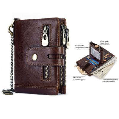 China 2021 Brushed Genuine Leather Men Anti-theft Anti-theft Coin Purse Wallet Multi-Card Card Holder Wallet for sale