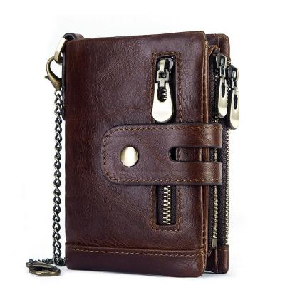 China 2021 Brushed Genuine Leather Wallet Anti-theft Men's Coin Wallet Multi-Card Card Holder Anti Theft Purse for sale