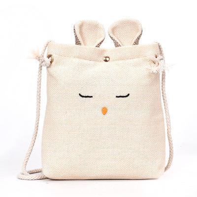 China Fashion Rabbit Cute Messenger Bag Novelty Design Kids Autumn And Winter Sweet Linen Canvas Bag for sale