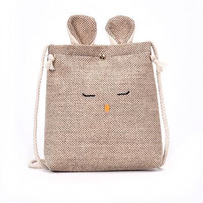 China Fashion Novelty Design Kids Cute Autumn And Winter Sweet Linen Canvas Bag Rabbit Messenger Bag for sale